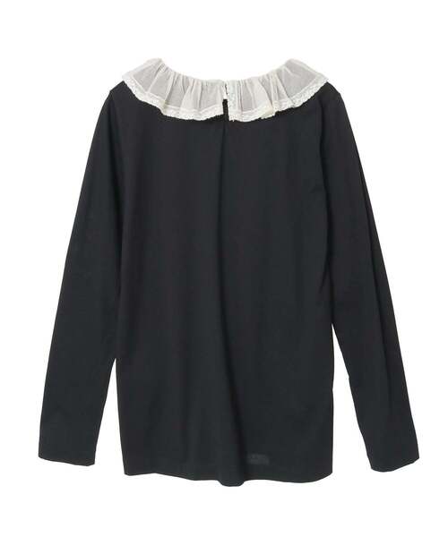 Tiara(ティアラ)の「【Bilitis dix-sept ans/ビリティス・ディセッタン】Tulle Collar Long T(Tシャツ/カットソー・レディース・ブラック/ホワイト・FREE)」の3枚目の写真