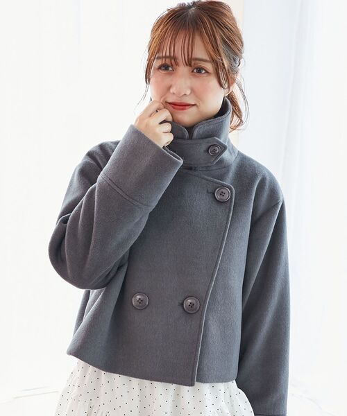 MAJESTIC LEGON（マジェスティックレゴン）の「マルチwayフェイクファー付ショートコート（その他アウター・レディース・チャコールグレー/ブラック/アイボリー/ピンクベージュ・SMALL/MEDIUM/X-SMALL）」の14枚目の写真