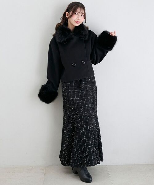 MAJESTIC LEGON（マジェスティックレゴン）の「マルチwayフェイクファー付ショートコート（その他アウター・レディース・チャコールグレー/ブラック/アイボリー/ピンクベージュ・SMALL/MEDIUM/X-SMALL）」の15枚目の写真