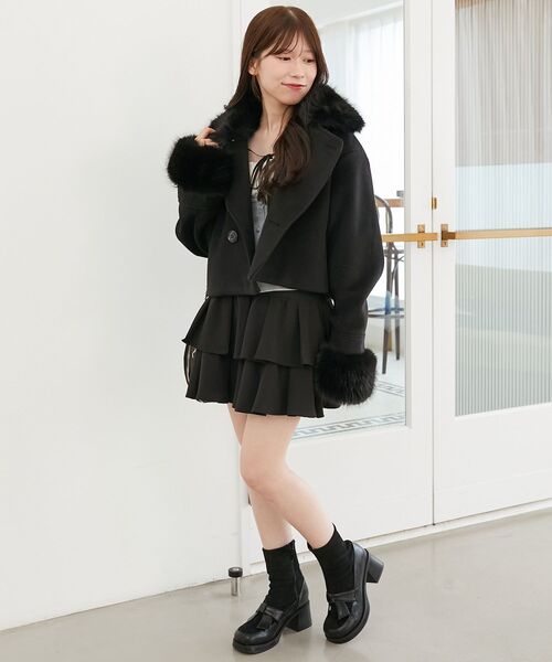 MAJESTIC LEGON（マジェスティックレゴン）の「マルチwayフェイクファー付ショートコート（その他アウター・レディース・チャコールグレー/ブラック/アイボリー/ピンクベージュ・SMALL/MEDIUM/X-SMALL）」の18枚目の写真