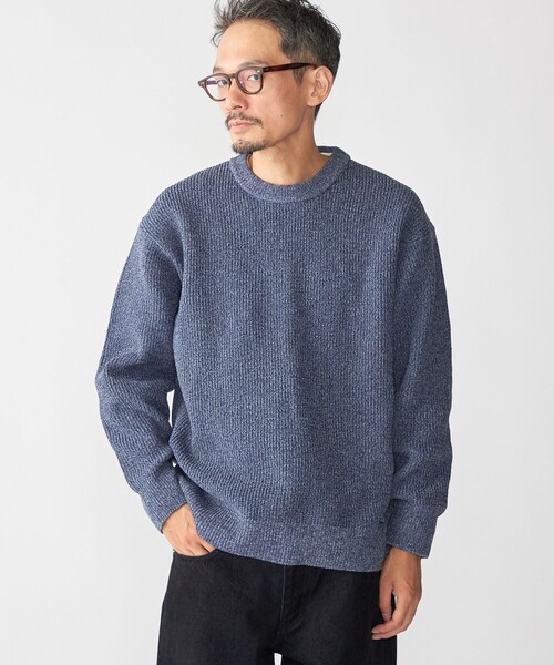 SHIPS(シップス)の「【WEB限定】SHIPS: ビッグシルエット クルーネック レイヤード ニット(ニット+ロンT)(ニット/セーター・メンズ・オリーブ/ブラック/ベージュ/ネイビー・MEDIUM/SMALL/X-LARGE/LARGE)」の4枚目の写真