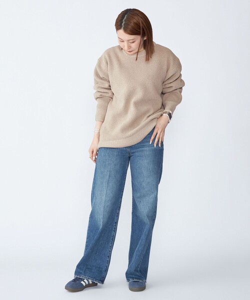 SHIPS(シップス)の「【WEB限定】SHIPS: ビッグシルエット クルーネック レイヤード ニット(ニット+ロンT)(ニット/セーター・メンズ・オリーブ/ブラック/ベージュ/ネイビー・MEDIUM/SMALL/X-LARGE/LARGE)」の5枚目の写真