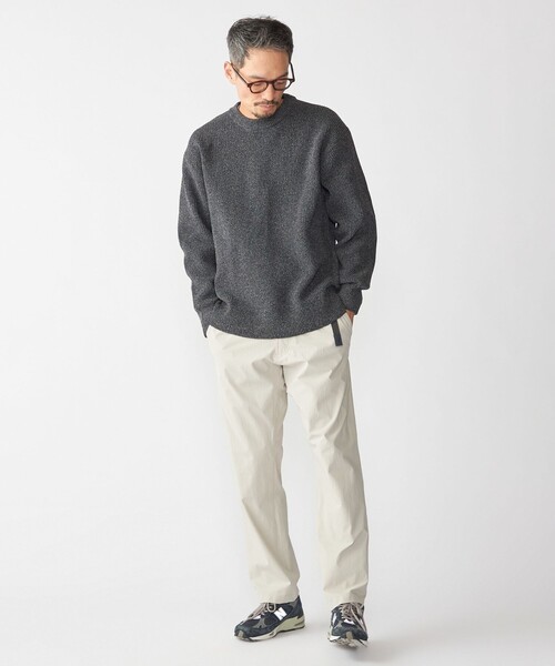 SHIPS(シップス)の「【WEB限定】SHIPS: ビッグシルエット クルーネック レイヤード ニット(ニット+ロンT)(ニット/セーター・メンズ・オリーブ/ブラック/ベージュ/ネイビー・MEDIUM/SMALL/X-LARGE/LARGE)」の9枚目の写真
