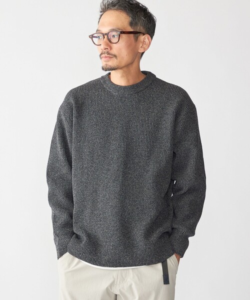 SHIPS(シップス)の「【WEB限定】SHIPS: ビッグシルエット クルーネック レイヤード ニット(ニット+ロンT)(ニット/セーター・メンズ・オリーブ/ブラック/ベージュ/ネイビー・MEDIUM/SMALL/X-LARGE/LARGE)」の14枚目の写真