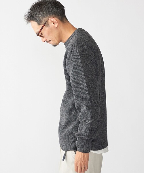 SHIPS(シップス)の「【WEB限定】SHIPS: ビッグシルエット クルーネック レイヤード ニット(ニット+ロンT)(ニット/セーター・メンズ・オリーブ/ブラック/ベージュ/ネイビー・MEDIUM/SMALL/X-LARGE/LARGE)」の15枚目の写真
