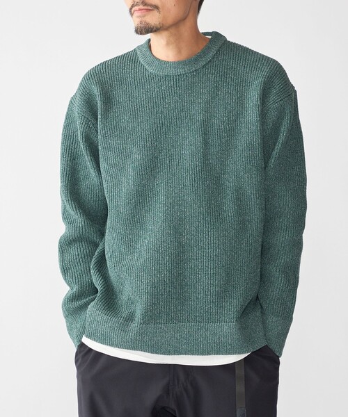 SHIPS(シップス)の「【WEB限定】SHIPS: ビッグシルエット クルーネック レイヤード ニット(ニット+ロンT)(ニット/セーター・メンズ・オリーブ/ブラック/ベージュ/ネイビー・MEDIUM/SMALL/X-LARGE/LARGE)」の20枚目の写真