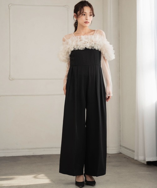 セール】マルチWAY チュールフリル オールインワン ロング 結婚式