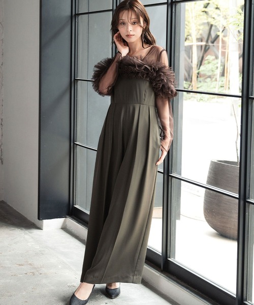 マルチウェイ チュールフリル付き パーティー オケージョンドレス（２点セット） PREFERIR（プレフェリール） ドレス マルチウェイ チュールフリル付き