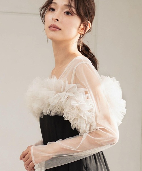 girl（ガール）の「[低身長/大きいサイズあり（～3L）]マルチWAY チュールフリル オールインワン パンツドレス 結婚式 パーティードレス オケージョンドレス パンツスタイル シアー お呼ばれ 二次会 成人式 同窓会 謝恩会（パンツドレス・レディース・グレー/ブラック/カーキ・2L/L/M/S/XS.P/3L）」の22枚目の写真