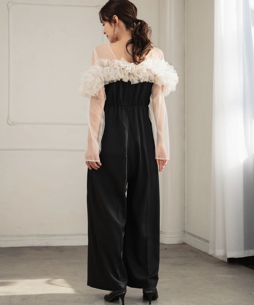 girl（ガール）の「[低身長/大きいサイズあり（～3L）]マルチWAY チュールフリル オールインワン パンツドレス 結婚式 パーティードレス オケージョンドレス パンツスタイル シアー お呼ばれ 二次会 成人式 同窓会 謝恩会（パンツドレス・レディース・グレー/ブラック/カーキ・2L/L/M/S/XS.P/3L）」の21枚目の写真