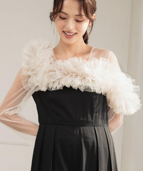 girl（ガール）の「[低身長/大きいサイズあり（～3L）]マルチWAY チュールフリル オールインワン パンツドレス 結婚式 パーティードレス オケージョンドレス パンツスタイル シアー お呼ばれ 二次会 成人式 同窓会 謝恩会（パンツドレス・レディース・グレー/ブラック/カーキ・2L/L/M/S/XS.P/3L）」の7枚目の写真