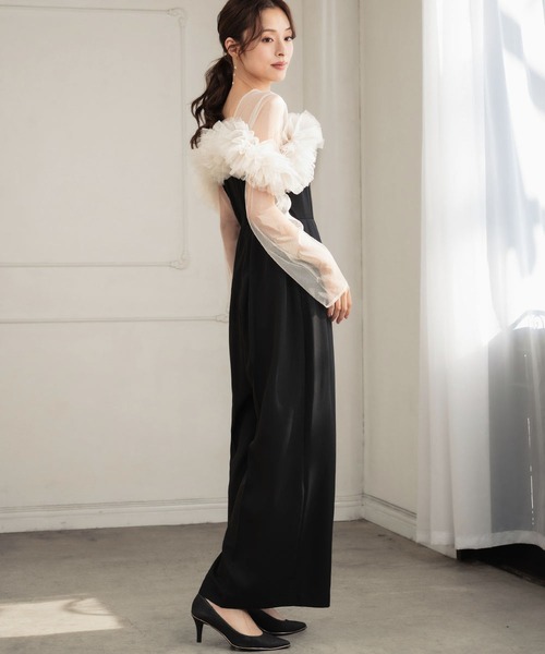 マルチウェイ チュールフリル付き 結婚式 パーティー オケージョンドレス セール】マルチウェイ チュールフリル付き 結婚式 パーティー