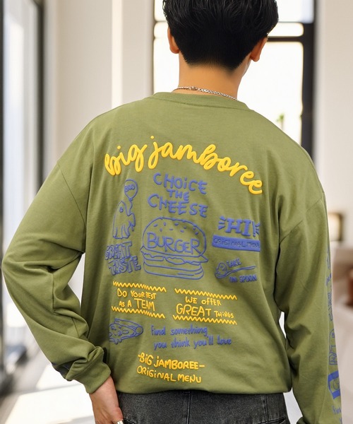 袖ロゴ グラフィック 長袖Tシャツ ドーナツ オバケ（Tシャツ