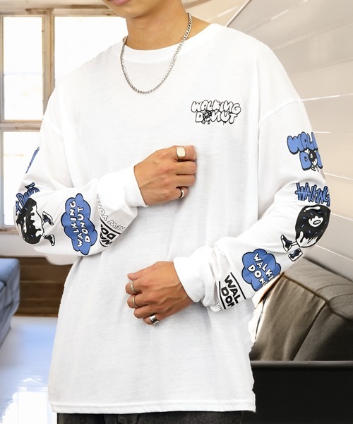 L'atelier(ラトリエ)の「袖ロゴ グラフィック 長袖Tシャツ ドーナツ オバケ(Tシャツ/カットソー・メンズ・ブラック系その他2/ホワイト系3/ブラック系その他3/オリーブ系3/ブラック系3/ブラック系2/ホワイト系2・L/M/LL)」の9枚目の写真