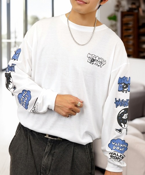 L'atelier(ラトリエ)の「袖ロゴ グラフィック 長袖Tシャツ ドーナツ オバケ(Tシャツ/カットソー・メンズ・ブラック系その他2/ホワイト系3/ブラック系その他3/オリーブ系3/ブラック系3/ブラック系2/ホワイト系2・L/M/LL)」の17枚目の写真