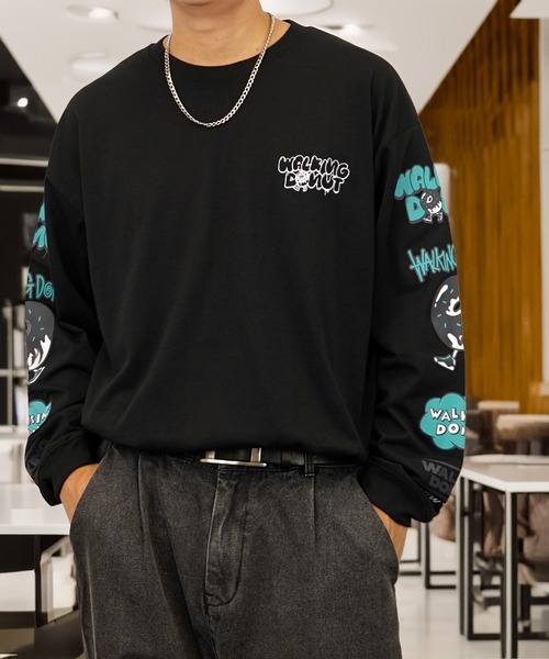 L'atelier(ラトリエ)の「袖ロゴ グラフィック 長袖Tシャツ ドーナツ オバケ(Tシャツ/カットソー・メンズ・ブラック系その他2/ホワイト系3/ブラック系その他3/オリーブ系3/ブラック系3/ブラック系2/ホワイト系2・L/M/LL)」の19枚目の写真