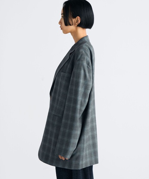 EDITION（エディション）の「Super140's ウールトロピカル チェックオーバーサイズドジャケット（テーラードジャケット・レディース・グレー系その他・34/36）」の4枚目の写真