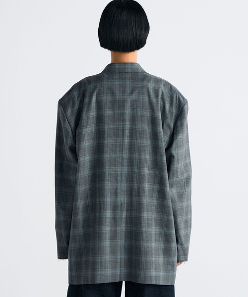 EDITION（エディション）の「Super140's ウールトロピカル チェックオーバーサイズドジャケット（テーラードジャケット・レディース・グレー系その他・34/36）」の5枚目の写真