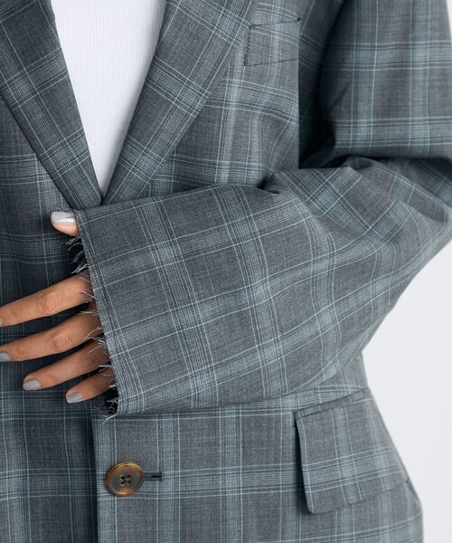 EDITION（エディション）の「Super140's ウールトロピカル チェックオーバーサイズドジャケット（テーラードジャケット・レディース・グレー系その他・34/36）」の8枚目の写真