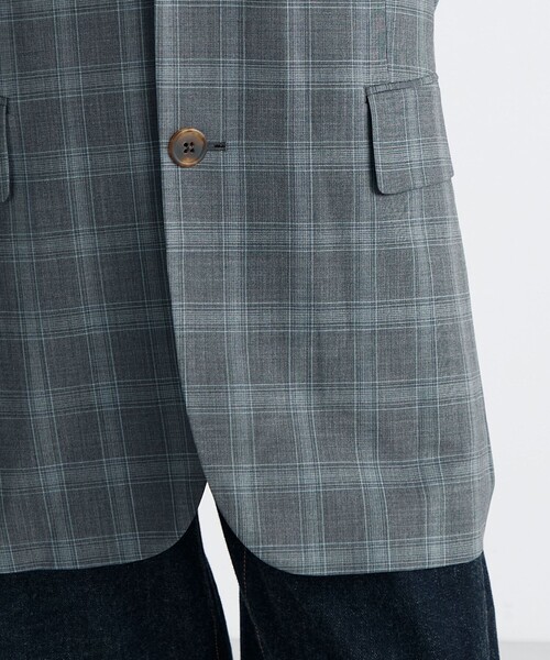 EDITION（エディション）の「Super140's ウールトロピカル チェックオーバーサイズドジャケット（テーラードジャケット・レディース・グレー系その他・34/36）」の9枚目の写真