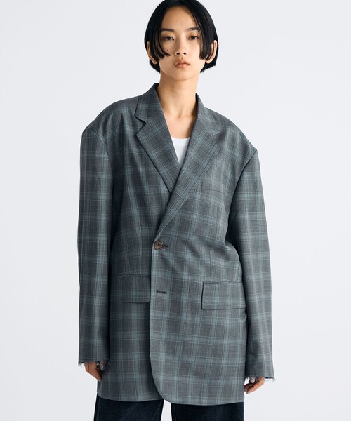 EDITION（エディション）の「Super140's ウールトロピカル チェックオーバーサイズドジャケット（テーラードジャケット・レディース・グレー系その他・34/36）」の13枚目の写真