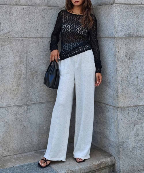 esutoreja(エストレジャ)の「スウェットセンタープレスパンツ(スウェットパンツ・レディース・グレー/ブラック/オートミール・FREE)」の4枚目の写真