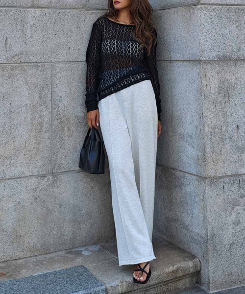 esutoreja(エストレジャ)の「スウェットセンタープレスパンツ(スウェットパンツ・レディース・グレー/ブラック/オートミール・FREE)」の5枚目の写真