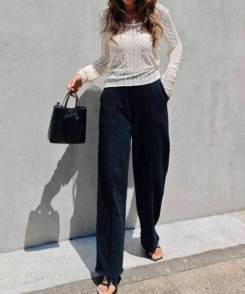 esutoreja(エストレジャ)の「スウェットセンタープレスパンツ(スウェットパンツ・レディース・グレー/ブラック/オートミール・FREE)」の9枚目の写真