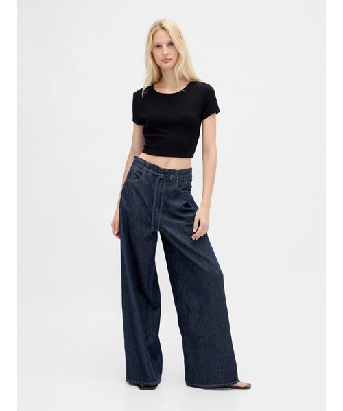 GAP（ギャップ）の「ハイライズ スーパーライト プルオン バギーデニム（デニムパンツ・レディース・インディゴブルー・XS/S/M/L/XXS）」の2枚目の写真