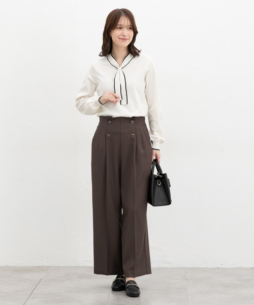 Honeys（ハニーズ）の「【しなやかニット・ヒアルロン酸加工】ヒアルロン酸配色ボウタイニット（ニット/セーター・レディース・ボルドー/ネイビー/サックスブルー/アイボリー・S/M/LL/L/3L）」の10枚目の写真