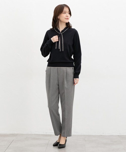 Honeys（ハニーズ）の「【しなやかニット・ヒアルロン酸加工】ヒアルロン酸配色ボウタイニット（ニット/セーター・レディース・ボルドー/ネイビー/サックスブルー/アイボリー・S/M/LL/L/3L）」の13枚目の写真