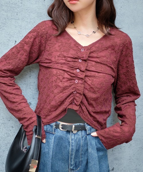 激レアグラデーションプリーツ長袖トップス 即納☆ グラデーションプルオーバー パープル系 TK2281-1-3631