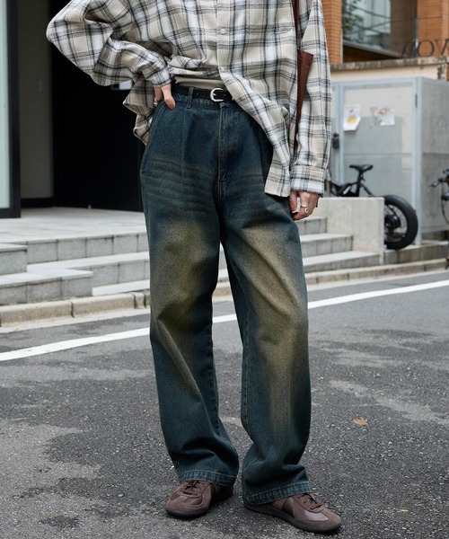 MONO-MART（モノマート）の「<イージーケア/UVカット>ワンタック ファンクショナルファブリックチノパンツ/ヴィンテージライクデニムパンツ（チノパンツ・メンズ・ブラック系/インディゴブルー/ベージュ/チャコール/オリーブ/ブラック・L/M/S）」の12枚目の写真