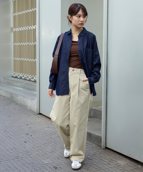 MONO-MART（モノマート）の「<イージーケア/UVカット>ワンタック ファンクショナルファブリックチノパンツ/ヴィンテージライクデニムパンツ（チノパンツ・メンズ・ブラック系/インディゴブルー/ベージュ/チャコール/オリーブ/ブラック・L/M/S）」の10枚目の写真