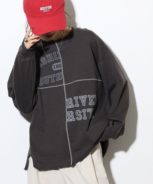 myke(ミーカ)の「myke TC裏毛リメイク風プルオーバー(スウェット・レディース・カーキ/アイボリー/チャコール・M)」の14枚目の写真