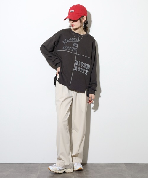 myke(ミーカ)の「myke TC裏毛リメイク風プルオーバー(スウェット・レディース・カーキ/アイボリー/チャコール・M)」の18枚目の写真