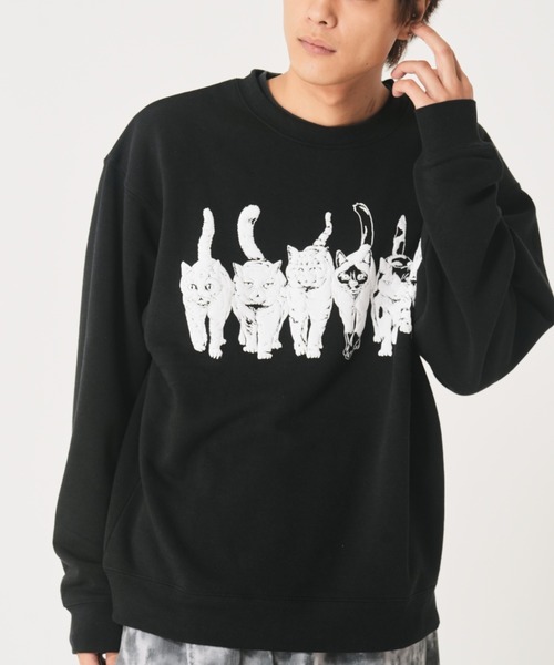 セール】裏起毛モノトーンアニマル柄トレーナー(M1)（スウェット