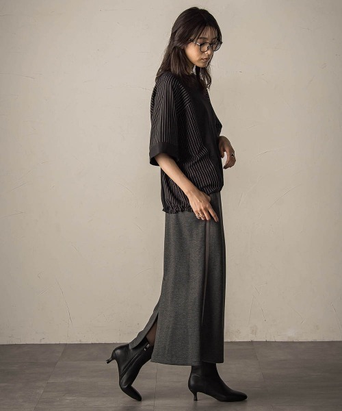 MAYSON GREY（メイソングレイ）の「叶えるIラインスカート≪手洗い可能≫（スカート・レディース・ブラック/チャコールグレー・M）」の19枚目の写真
