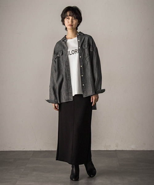 MAYSON GREY（メイソングレイ）の「叶えるIラインスカート≪手洗い可能≫（スカート・レディース・ブラック/チャコールグレー・M）」の12枚目の写真