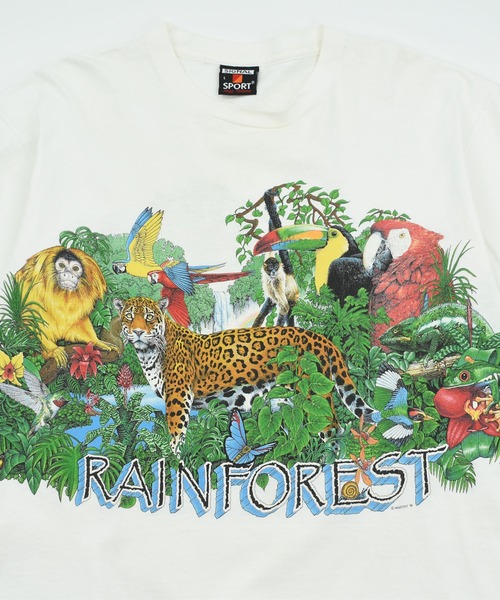 VINTAGE(ヴィンテージ)の「【USED】90’s SIGNAL SPORTS “RAINFOREST” アニマル Tシャツ USA製(Tシャツ/カットソー・メンズ・ホワイト・LARGE)」の11枚目の写真