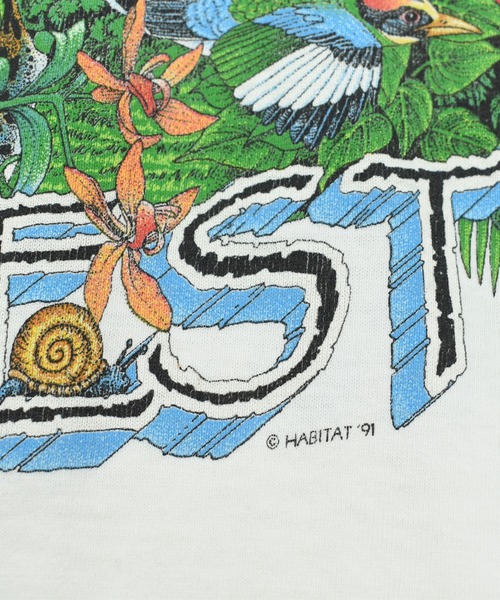 VINTAGE(ヴィンテージ)の「【USED】90’s SIGNAL SPORTS “RAINFOREST” アニマル Tシャツ USA製(Tシャツ/カットソー・メンズ・ホワイト・LARGE)」の8枚目の写真