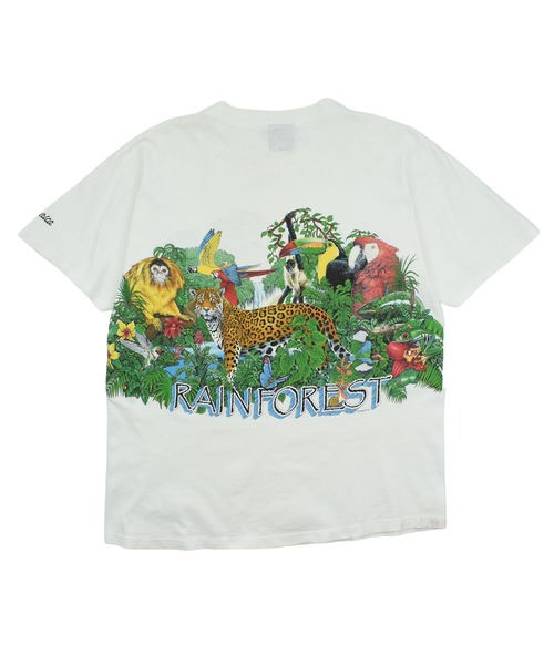 VINTAGE(ヴィンテージ)の「【USED】90’s SIGNAL SPORTS “RAINFOREST” アニマル Tシャツ USA製(Tシャツ/カットソー・メンズ・ホワイト・LARGE)」の3枚目の写真