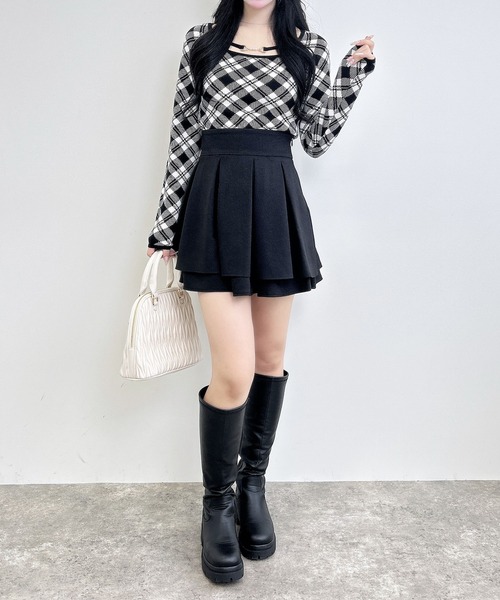 INGNI（イング）の「パールビット付きチェックニット（ニット/セーター・レディース・ベージュ系2/ピンク系2/ブラック×ホワイト・M）」の9枚目の写真