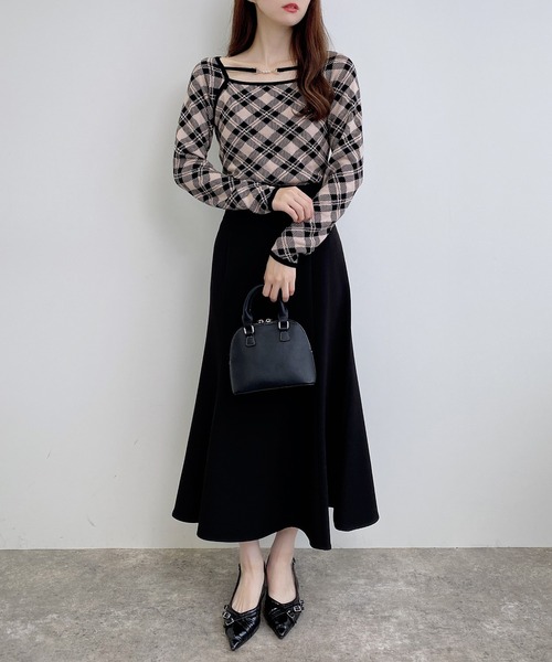 INGNI（イング）の「パールビット付きチェックニット（ニット/セーター・レディース・ベージュ系2/ピンク系2/ブラック×ホワイト・M）」の21枚目の写真