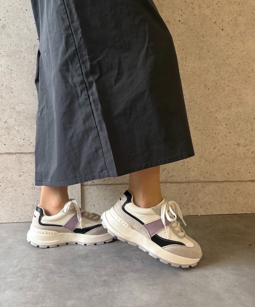 ALL BLACK(オールブラック)の「【軽量/210g/厚底/4.5cm/カップインソール】カラーブロック 厚底スニーカー(スニーカー・レディース・ホワイト×パープル・37/39/38/36)」の11枚目の写真