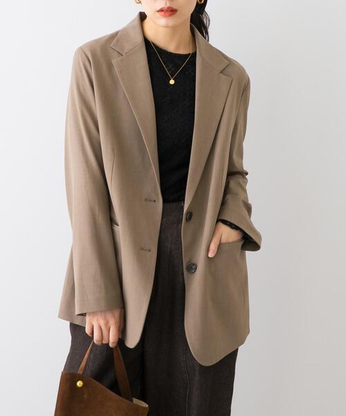 F by ROSSO（エフバイロッソ）の「F by ROSSO　ストレッチテーラージャケット（その他アウター・レディース・ベージュ/ネイビー・FREE）」の3枚目の写真