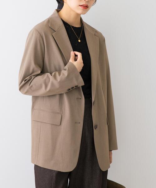 F by ROSSO（エフバイロッソ）の「F by ROSSO　ストレッチテーラージャケット（その他アウター・レディース・ベージュ/ネイビー・FREE）」の4枚目の写真