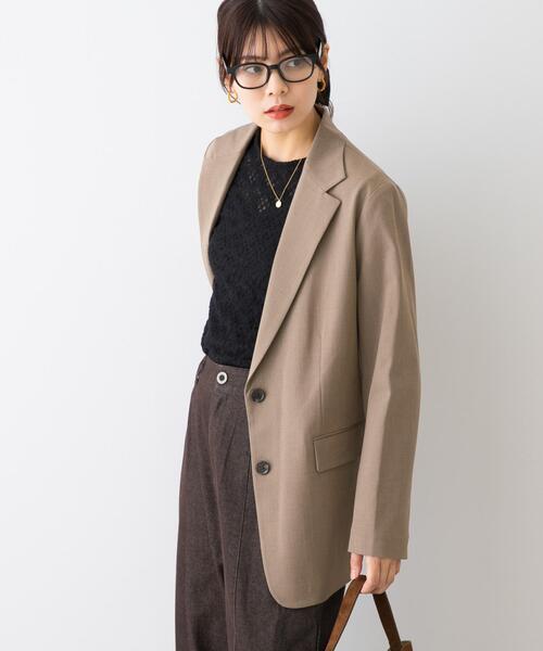 F by ROSSO（エフバイロッソ）の「F by ROSSO　ストレッチテーラージャケット（その他アウター・レディース・ベージュ/ネイビー・FREE）」の5枚目の写真