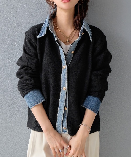 専用　デニム×ニット　素材切り替え　カーディガン 専用 デニム×ニット 素材切り替え カーディガン デニム切替