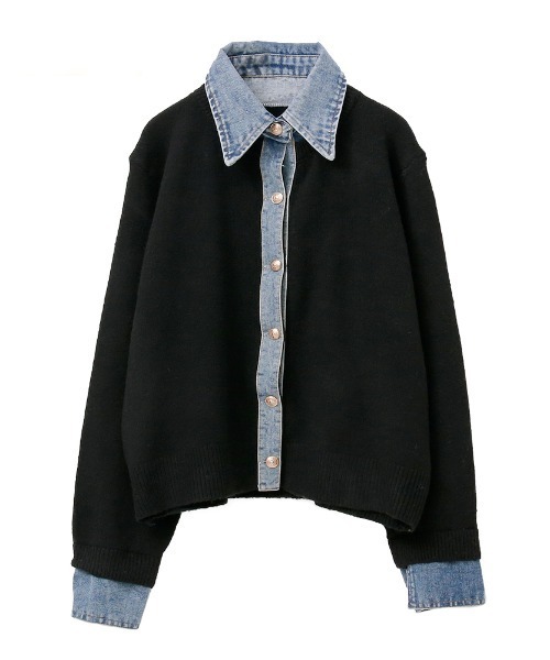 専用　デニム×ニット　素材切り替え　カーディガン 専用 デニム×ニット 素材切り替え カーディガン デニム切替